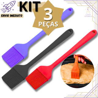 Kit 3/2/1 Pincel de Silicone Culinário 25.2cm Utensílio Multiuso para Cozinha Confeitaria Padaria e Churrasco em Oferta na Shopee