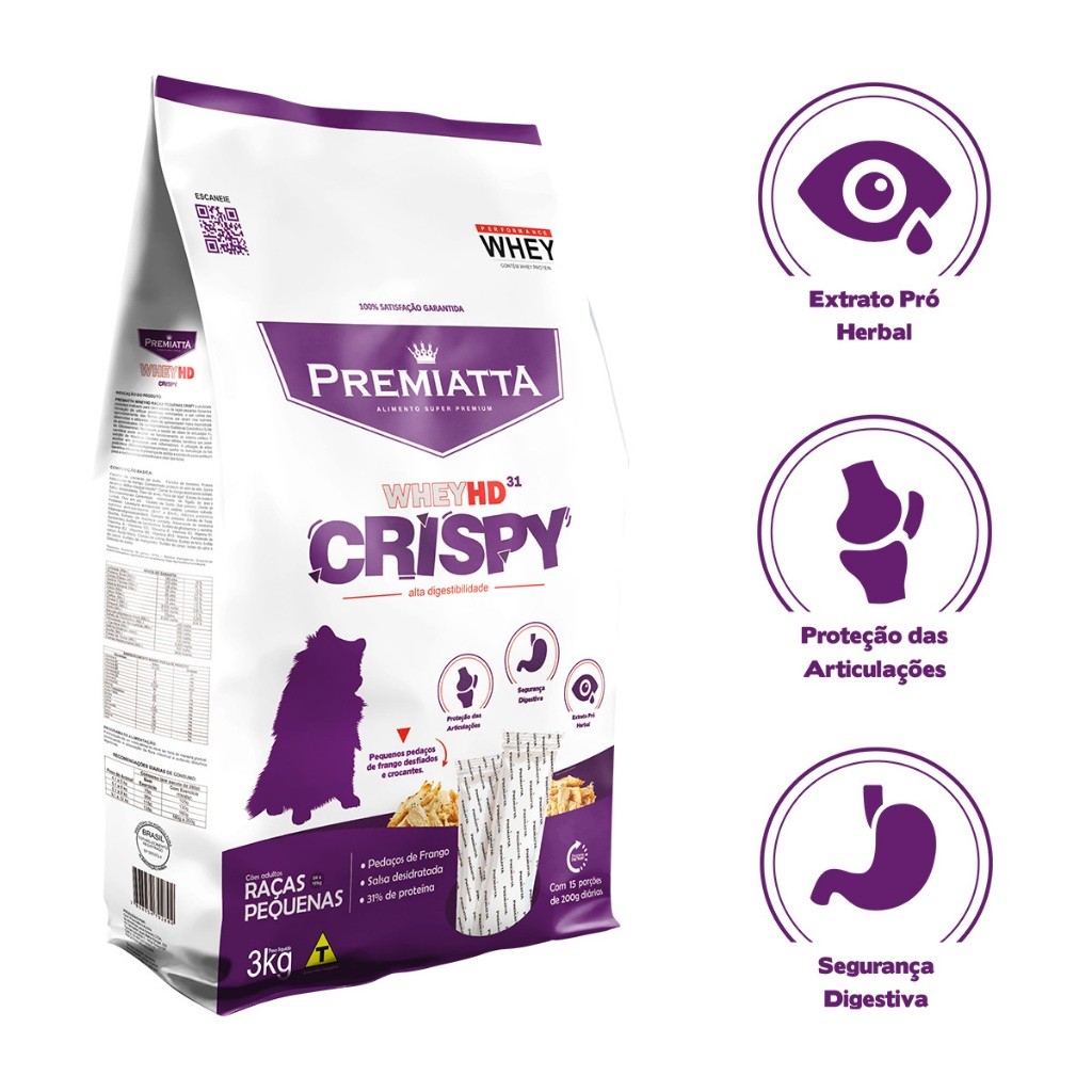 Ração Premiatta Cães Whey HD Crispy - 3kg