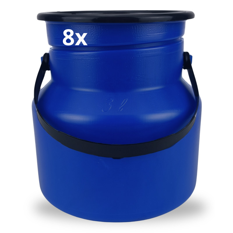 Kit 8 Vasilhames para Transporte de Leite Tarro Galão 3 Litros Injesul Bombona