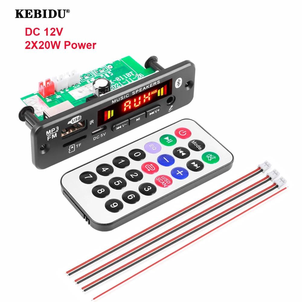 Placa decodificadora de MP3 Bluetooth 5.0 40W 2*20W 12V Amplificador de 20W Módulo de rádio FM TF USB AUX Receptor
