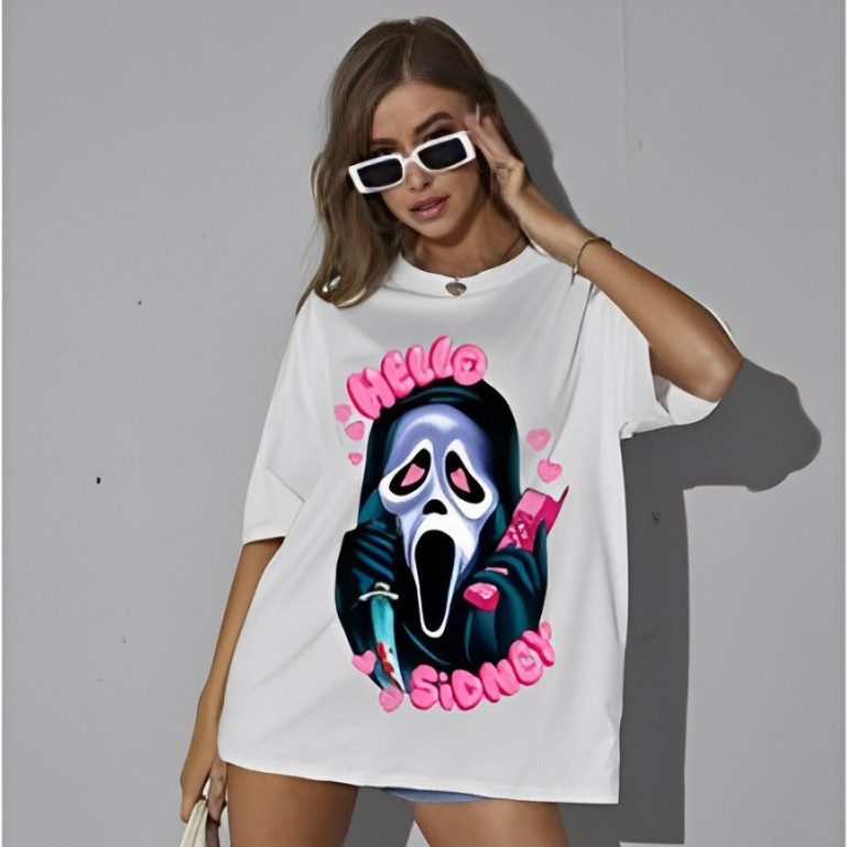 Camiseta Oversized Feminina Branca 100% Algodão Estampas Variadas Aesthetic