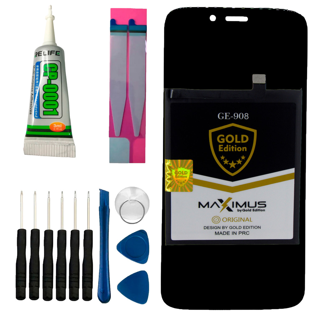 Tela Frontal para Moto G7 Play + Bateria Gold + Kit Reparo