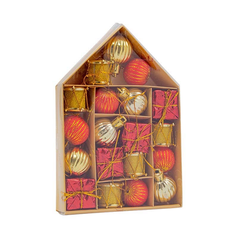 Conjunto de Enfeites Natalinos Pequenos com 20 Peças