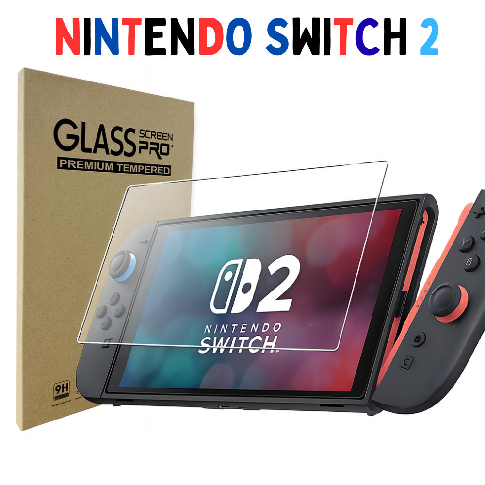 Película de Vidro para Nintendo Switch 2 Proteção Anti-Risco e Alta Transparência