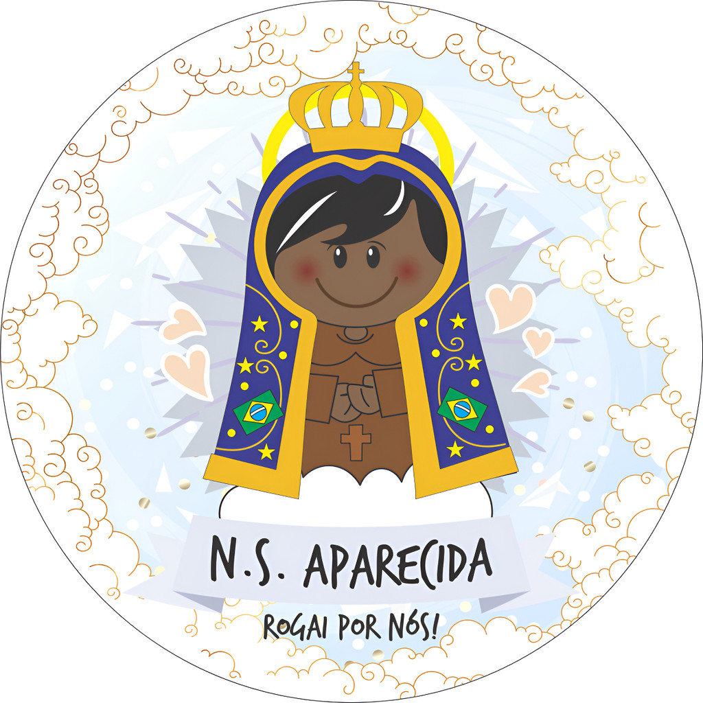 Painel 150x150cm Festa Nossa Senhora Aparecida Brasil Capa Redonda Decoração Delicada Nossa Mãezinha
