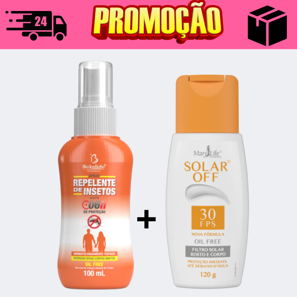 Kit Protetor solar FPS30 Corporal e Facial Resistente a Água + Repelente de mosquito Spray 100ml