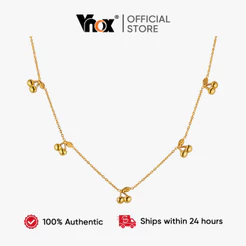 Vnox Feminino Ouro Cereja Borboleta Arco Link Corrente Colar Requintado Hipoalergênico E Não Desbotamento Jóias Presente