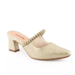Mule Mississipi de Salto Bloco Metalizado Feminino MF872