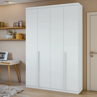 Guarda-roupa Solteiro 4 Portas 2 Gavetas Alonzo 100% MDF Branco em Oferta na Shopee