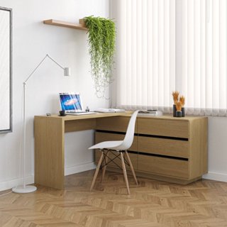 Escrivaninha em L ou Reta 140cm 6 Gavetas Oring CabeCasa MadeiraOriginals Carvalho em Oferta na Shopee