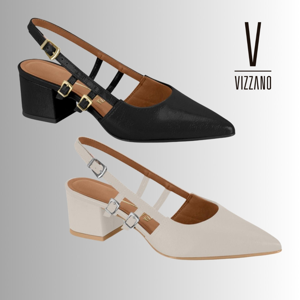 Sapato Feminino Vizzano SlingBack Scarpin Original Confortável Clássico Elegante 1220.381