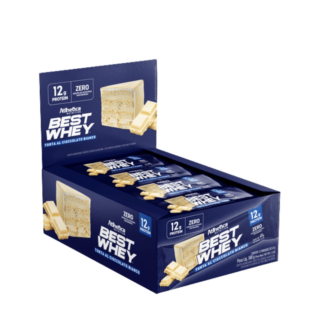 Kit 12 Best Whey Bar Protein de 49g Torta Cioccolato Bianco