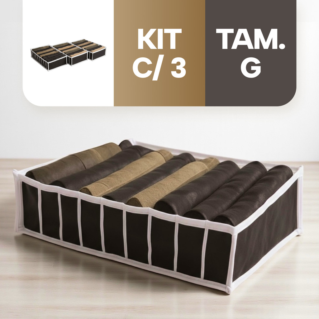 Kit 3 Colmeia Organizadora Tamanho G Flexivel Organizador Gavetas Roupas