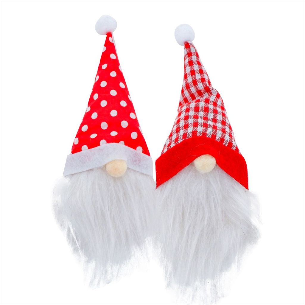 Kit Carinha Papai Noel Gnomo Vermelho Enfeite Natal 25CM 2UN