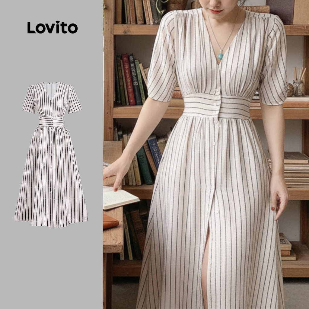 Lovito Vestido Casual Geométrico de Primavera/verão para mulher L154ED431 em Oferta na Shopee