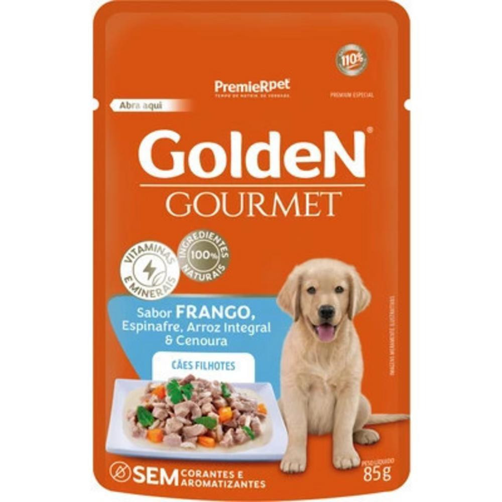 Ração Úmida Golden Gourmet para Cães Filhotes Sabor Frango 85g em Oferta na Shopee