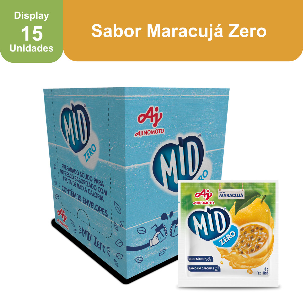 Detalhes do Kit 15 Unidades REFRESCO EM PÓ MID ZERO  - 8 Sabores para voce escolher