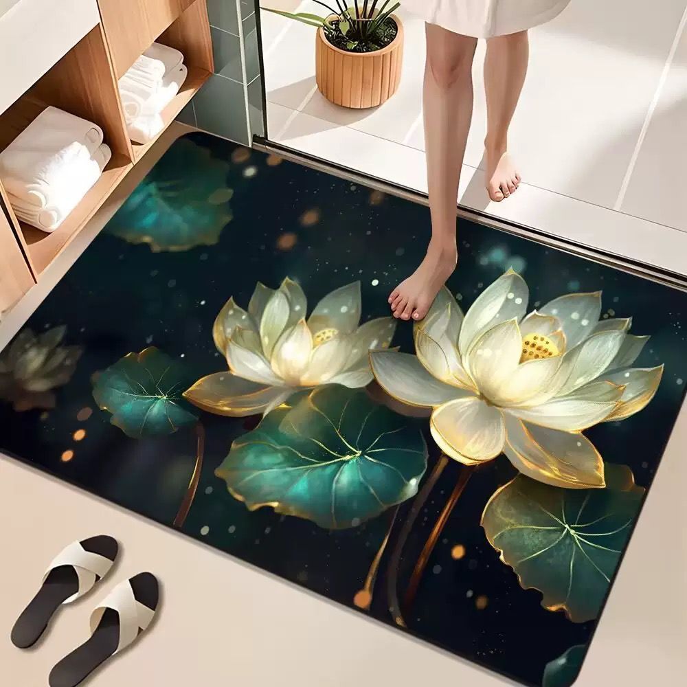 Tapete Flores 5D de Microfibra Antiderrapante Fácil Absorção Florido Banheiro e Portas de Entrada Decoração em Oferta na Shopee