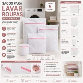 Kit Sacos Lavagem Proteção Roupas Zíper Branco Organizador