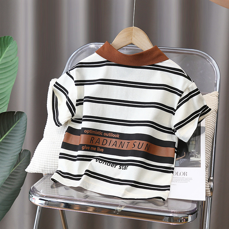 Crianças listrado camisa POLO estilo verão lapela manga curta camiseta meninos verão bonito meia manga topo 2026 novo es