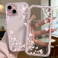 Capa protetora transparente para Redmi Note 15 Pro 14 13 12 11 14C 13C 12C 10C POCO X7 X6 C75 C65 flores de cerejeira