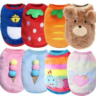 Suéter de Flanela Quente para Cães e Gatos, Estilo Cartoon, Colete de Pelúcia, Acessórios para Animais de Estimação ZDGY