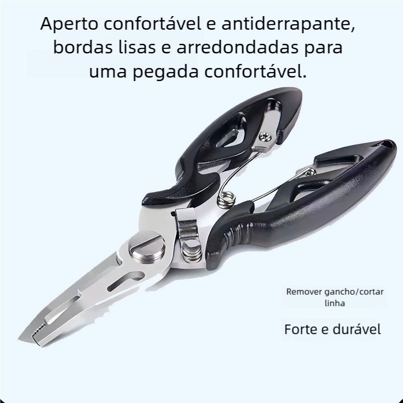 Alicate de Pesca Sem Capa Multifuncional Aço Inox Tira Anzol Corte Cores Sortidas