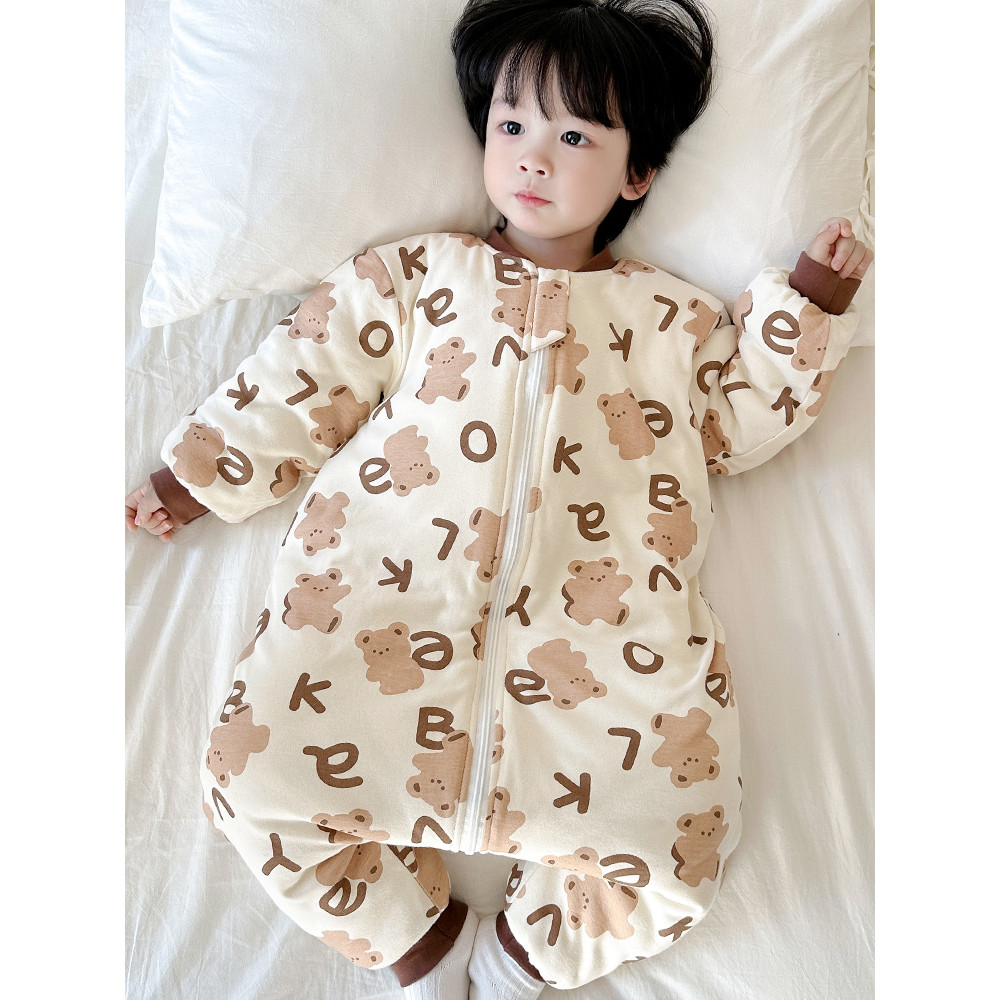 Saco de dormir para bebês, outono inverno, temperatura constante, colcha Anti-chute, algodão puro, perna dividida, crian