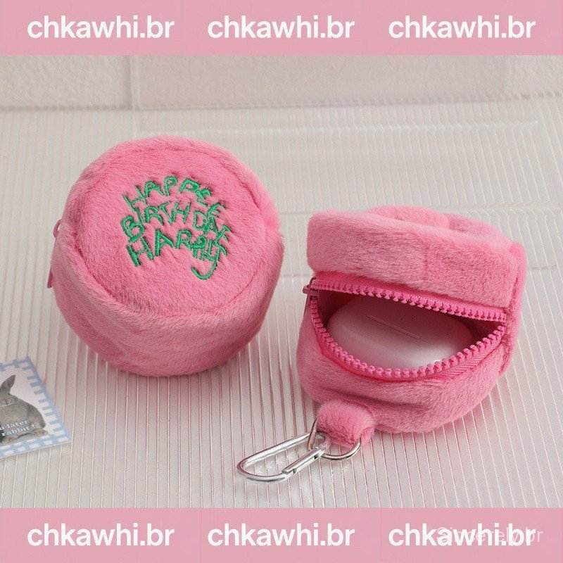 Mini Bolsa De Maquiagem Coreana Simples De Pelúcia Para Adolescentes Portátil Fone De Ouv…