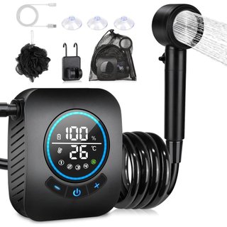 Chuveiro Portátil para Camping, [Atualizado] Chuveiro de Camping Recarregável Spopal 8000mAh com 5 Velocidades Ajustávei