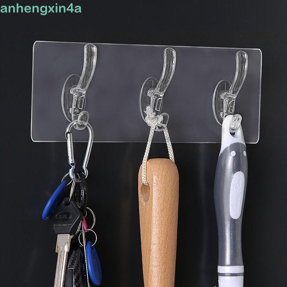 Ganchos De Parede ANHENGXIN Para Banheiro , Cozinha PVC 1/3/5/6 Fileiras Cabide Transparente Sem Rastros