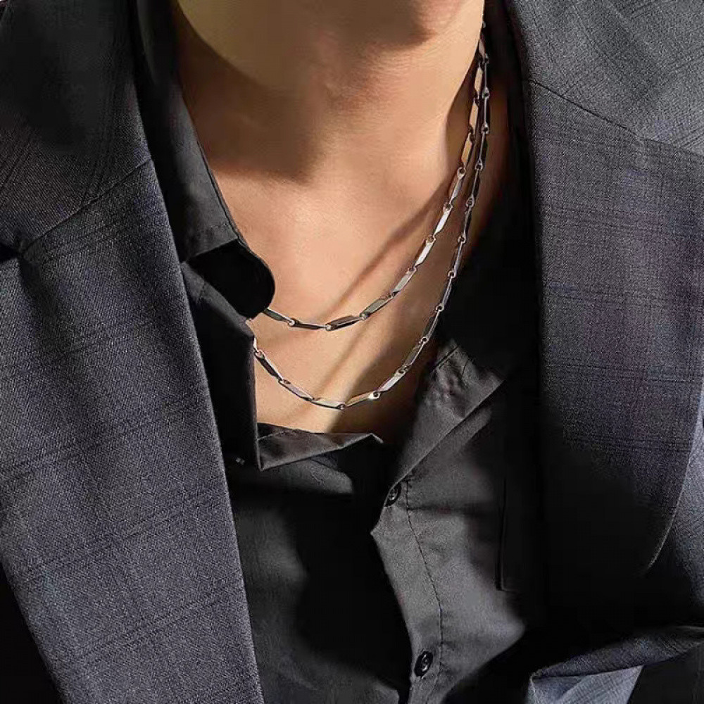 Estilo coreano na moda minimalista simples corrente All-Match aço inoxidável masculino feminino acessórios de moda colar