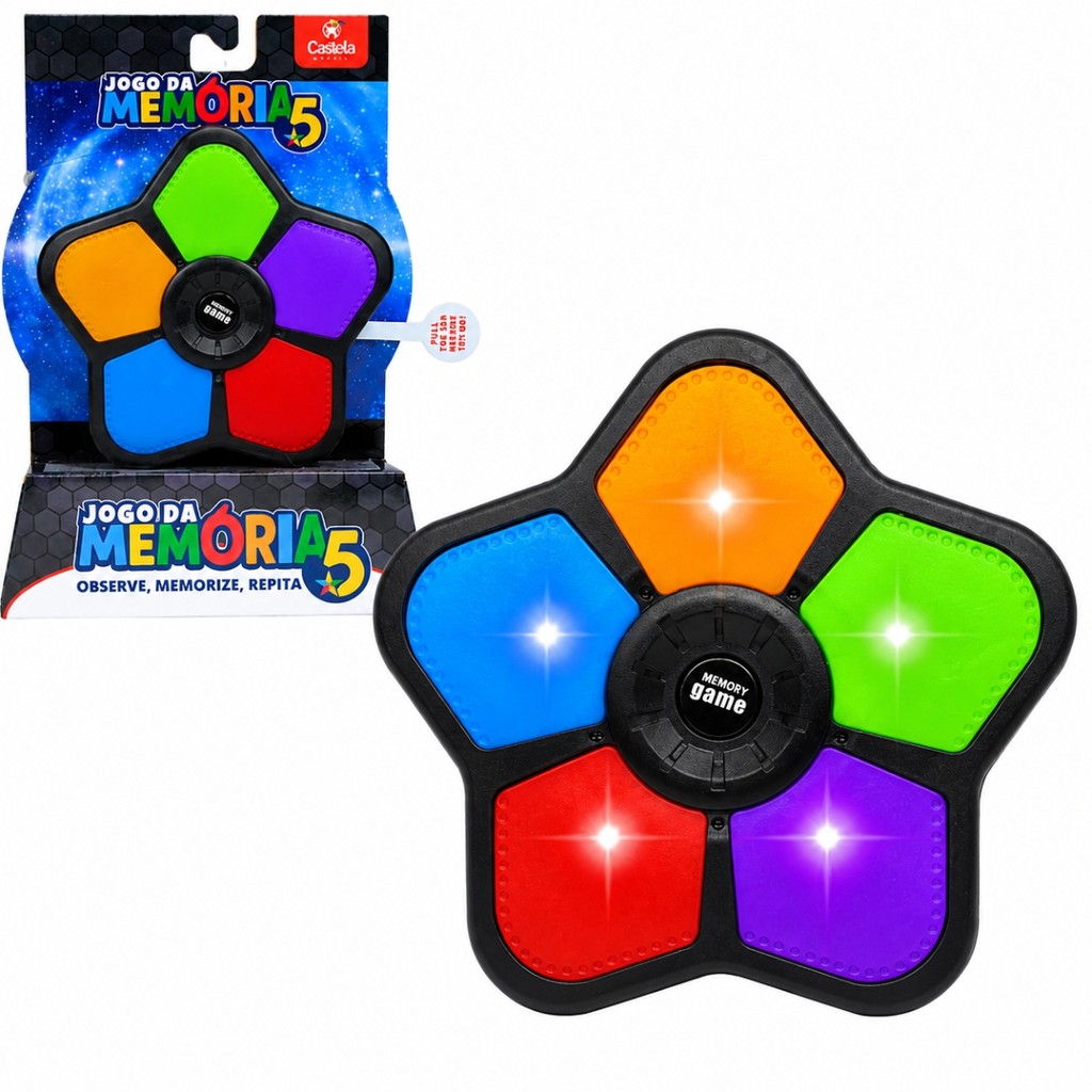 Jogo Da Memória Intuitivo Eletrônico 5 Teclas Luz e Som - Castela