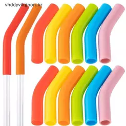 vhddyvikgnon 6 Pçs/Set Capas De Palha De Silicone Macio Canudos Dicas Adequados Para Bicos Aço Inoxidável Reutilizáveis