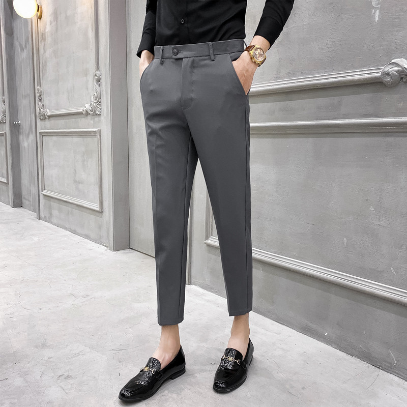 Verão novo estilo tornozelo comprimento calças casuais masculinas versão coreana na moda solta Drape pequeno em linha re