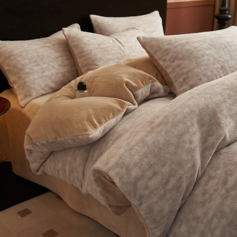 Conjunto de quatro peças de lã de leite inverno engrossado quente Coral velo colcha capa folha de pelúcia flanela cama c