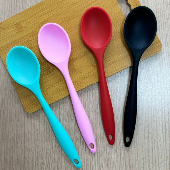 Colher de silicone Para cozinhar Colher de arroz Silicone Utensilios de cozinha Vermelho Preto
