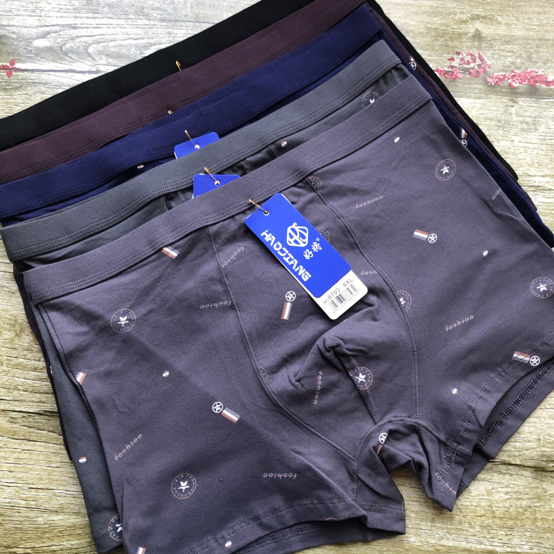 Haojiang Cueca boxer masculina de algodão, exclusiva, respirável, confortável, simples, respirável, confortável