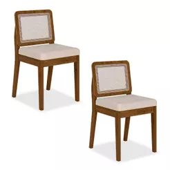 Kit 2 Cadeiras Mdf Sextavadas Estofadas Sydney Freijó/bouclé Off - M.a