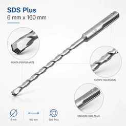 Broca SDS Plus 6 X 160mm Para Concreto Vonder