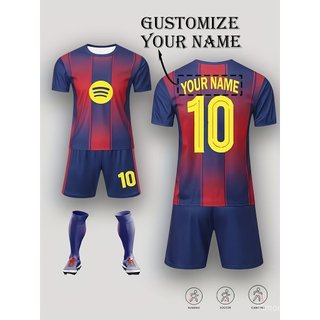 Conjunto de 2 Peças de Camisa e Calções de Futebol Personalizados - Roupa Esportiva Respirável de Secagem Rápida com Nom