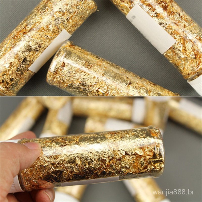 Folha de Ouro Comestível 2g Para Decoração de Bebidas, Comidas, Sobremesas, Bolos e Sorvetes KGW6