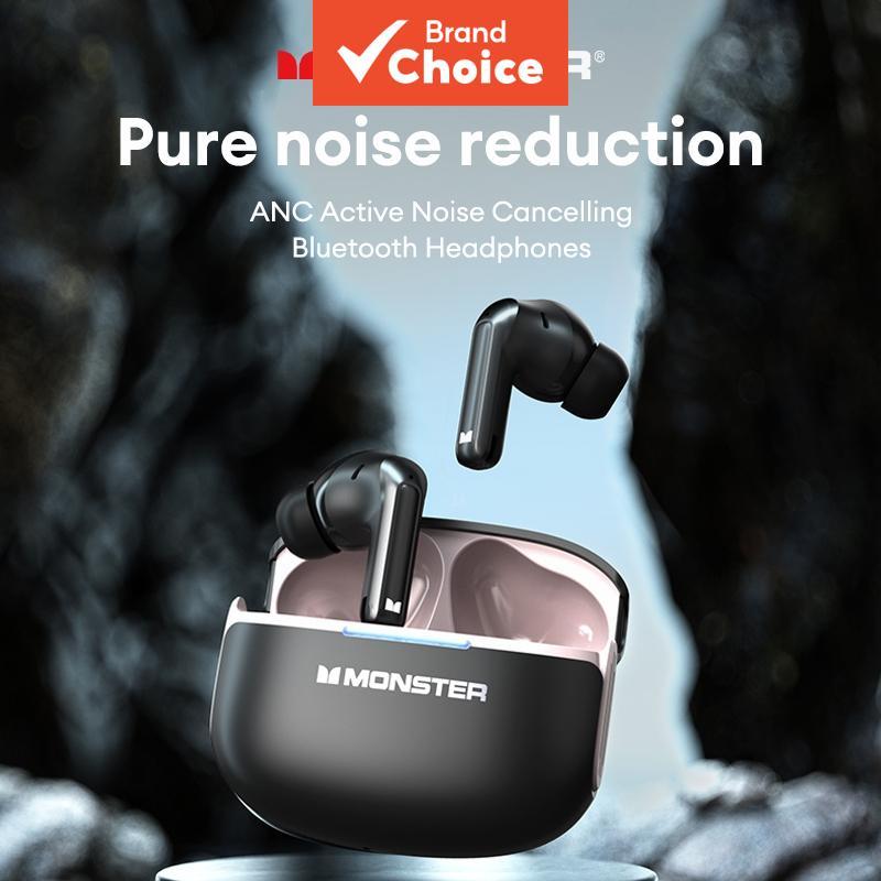 Monster D02 Fones De Ouvido Sem Fio Bluetooth 6.0 ANC Cancelamento Ruído 4 Microfones HD Chamada Jogos Som Puro Controle