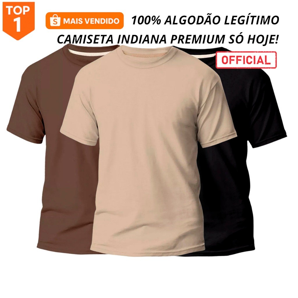 Kit 3 Camisetas Básicas Lisas Sem Estampa Masculinas Algodão Fio 30.1 Premium Atacado Revenda Blusa Masculina Casual