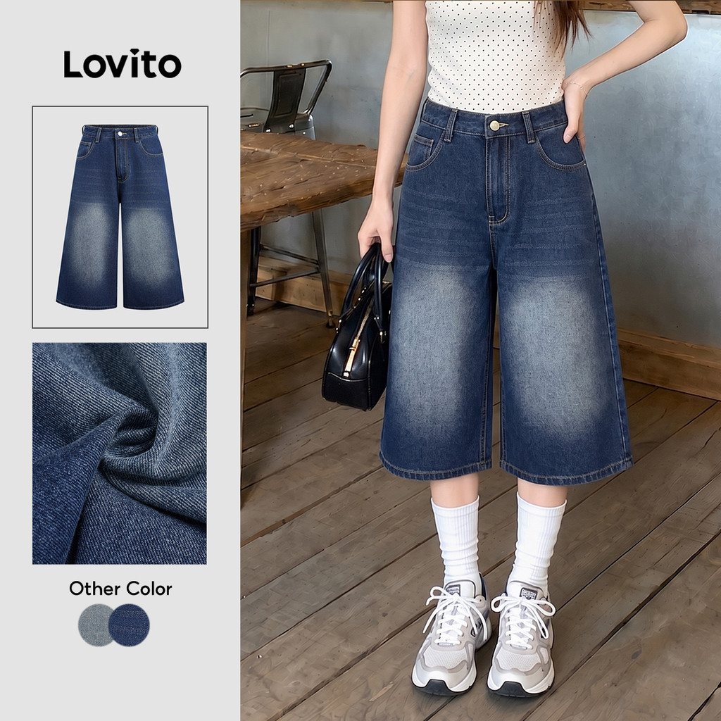 Lovito Casual Jeans Feminino Com Bolso Liso Outono/inverno L117AD091