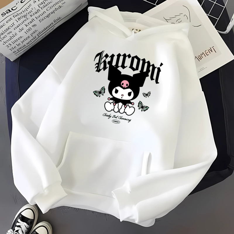 Moletom Canguru Feminino Flanelado Kuromi Fofo Confortável 100% Algodão Envio Rápido