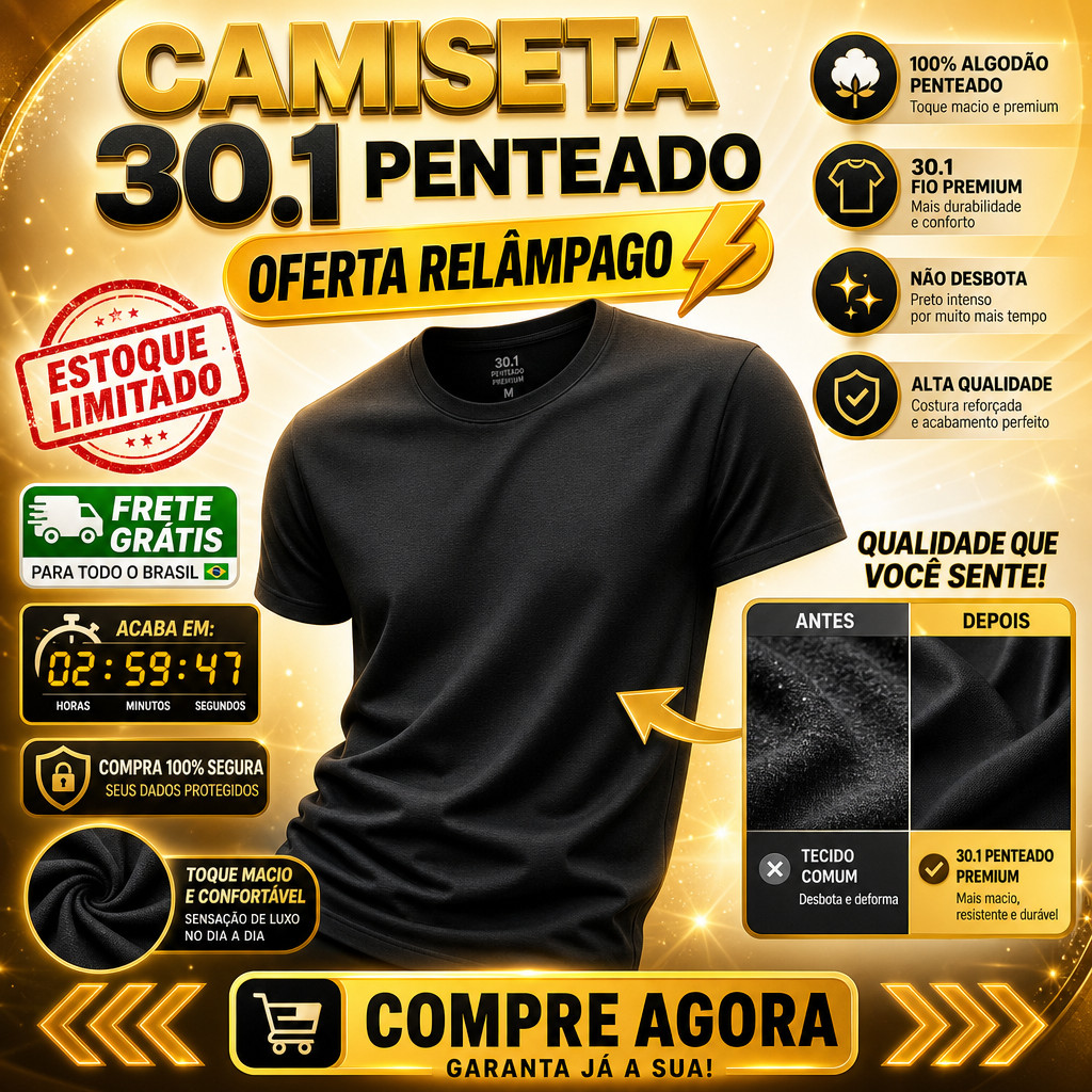 Camiseta Algodao Penteado a mais vendida