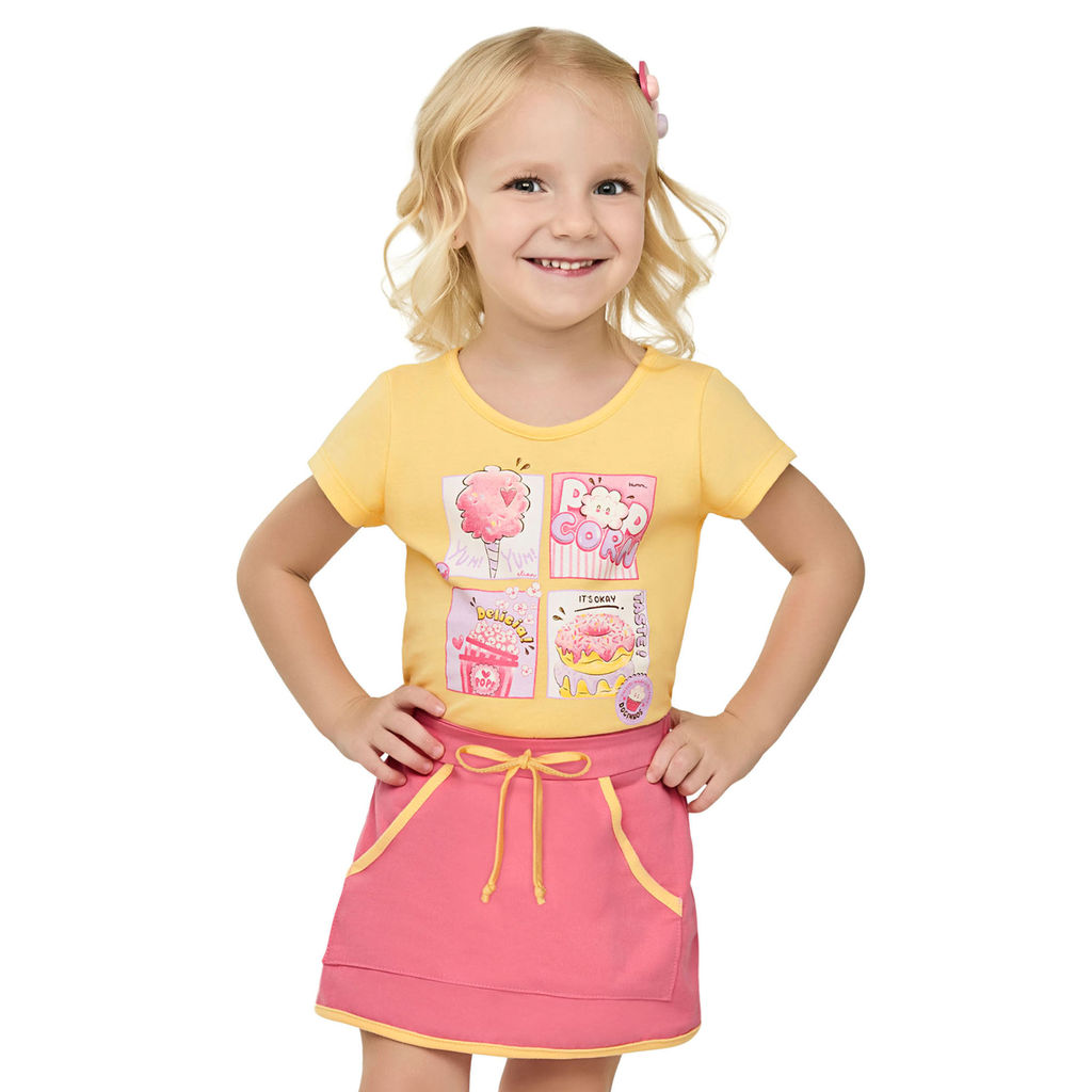 Conjunto Infantil Menina Docinhos Elian Amarelo