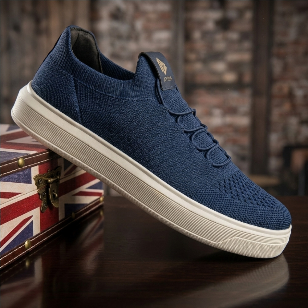 Tênis Urbano Masculino em Tecido Knit Cinza com Cadarço, Solado Branco e Ajuste Confortável