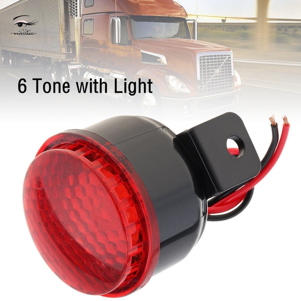 Alarme De Campainha Reversa De Carro 12V-24V Com Luz LED-Buzina De Aviso De 6 Tons Para Veículos